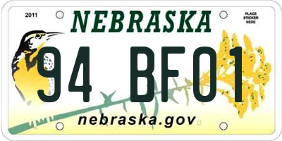 NE license plate 94BF01