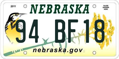 NE license plate 94BF18