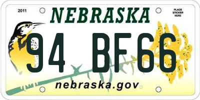 NE license plate 94BF66