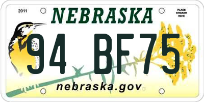 NE license plate 94BF75