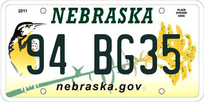 NE license plate 94BG35