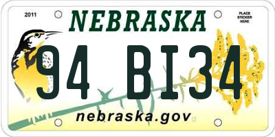 NE license plate 94BI34