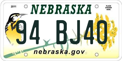 NE license plate 94BJ40
