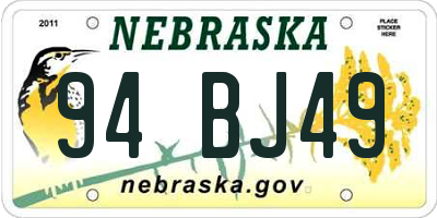 NE license plate 94BJ49