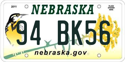 NE license plate 94BK56