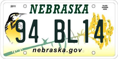 NE license plate 94BL14