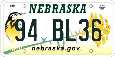 NE license plate 94BL36
