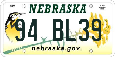 NE license plate 94BL39