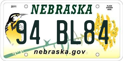 NE license plate 94BL84