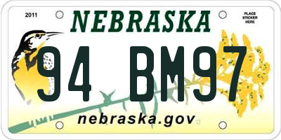 NE license plate 94BM97