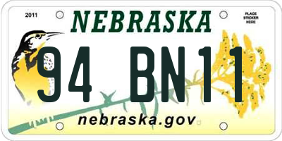 NE license plate 94BN11