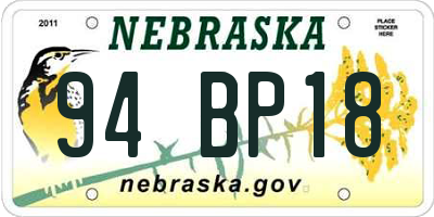 NE license plate 94BP18