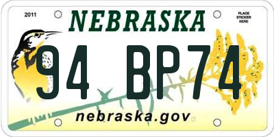 NE license plate 94BP74