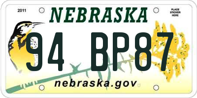 NE license plate 94BP87