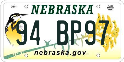 NE license plate 94BP97