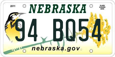 NE license plate 94BQ54
