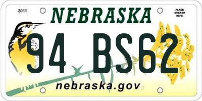 NE license plate 94BS62