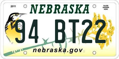 NE license plate 94BT22