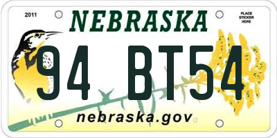 NE license plate 94BT54