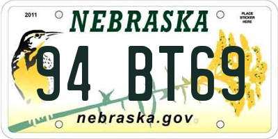 NE license plate 94BT69