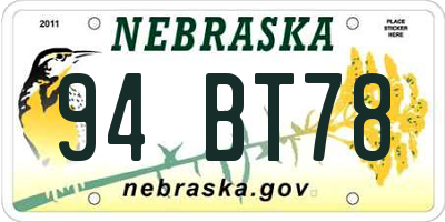 NE license plate 94BT78