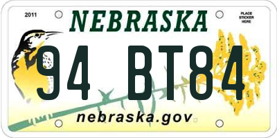 NE license plate 94BT84