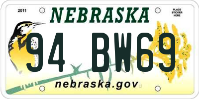 NE license plate 94BW69