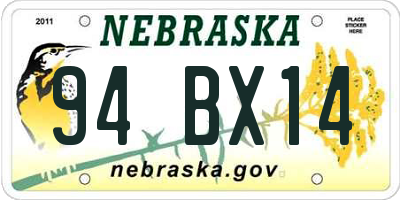NE license plate 94BX14