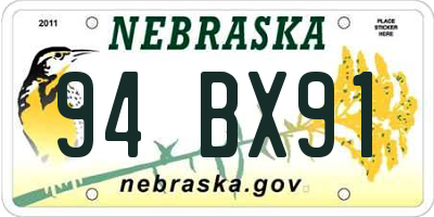NE license plate 94BX91