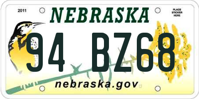 NE license plate 94BZ68