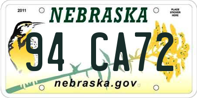 NE license plate 94CA72