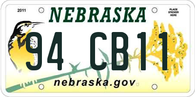 NE license plate 94CB11