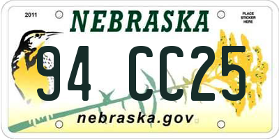 NE license plate 94CC25