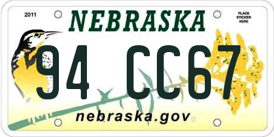 NE license plate 94CC67