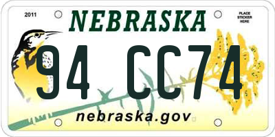 NE license plate 94CC74
