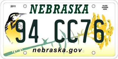 NE license plate 94CC76
