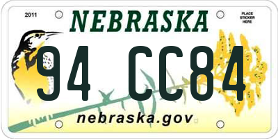 NE license plate 94CC84