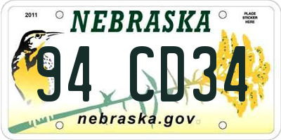 NE license plate 94CD34