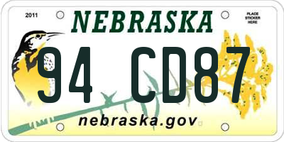NE license plate 94CD87