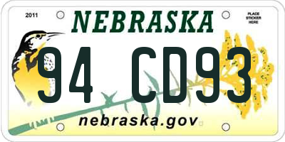 NE license plate 94CD93