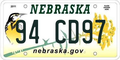 NE license plate 94CD97