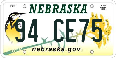 NE license plate 94CE75