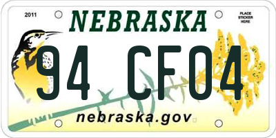 NE license plate 94CF04