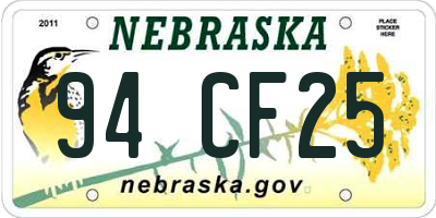 NE license plate 94CF25