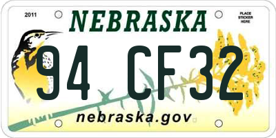 NE license plate 94CF32