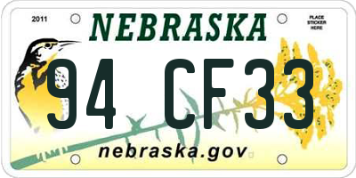NE license plate 94CF33