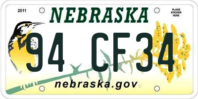 NE license plate 94CF34