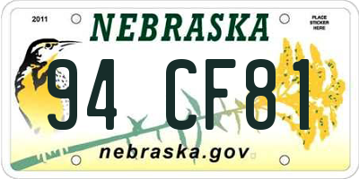 NE license plate 94CF81