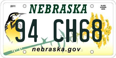 NE license plate 94CH68