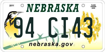 NE license plate 94CI43